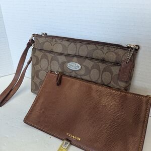 Coach Brown Signature Wristlet Set